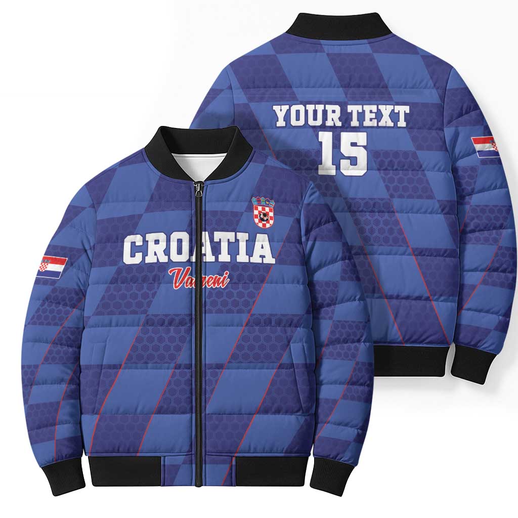 Custom Croatia Football Bomber Puffer Jacket Come On Vatreni - Wonder Print Shop