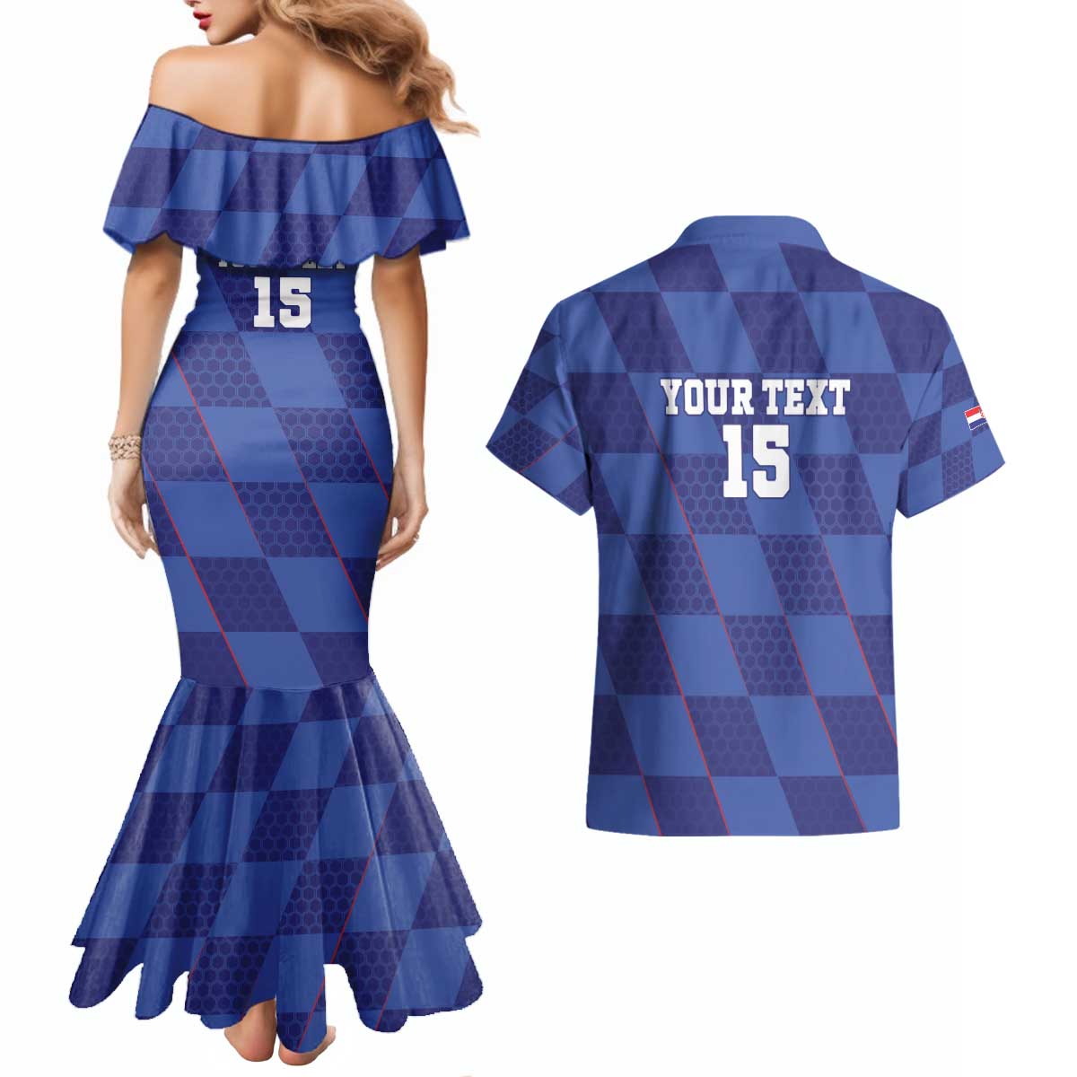 Custom Croatia Football Couples Matching Mermaid Dress and Hawaiian Shirt Come On Vatreni - Wonder Print Shop