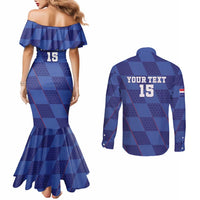 Custom Croatia Football Couples Matching Mermaid Dress and Long Sleeve Button Shirt Come On Vatreni - Wonder Print Shop