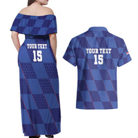 Custom Croatia Football Couples Matching Off Shoulder Maxi Dress and Hawaiian Shirt Come On Vatreni - Wonder Print Shop