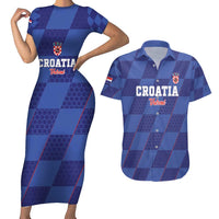 Custom Croatia Football Couples Matching Short Sleeve Bodycon Dress and Hawaiian Shirt Come On Vatreni - Wonder Print Shop