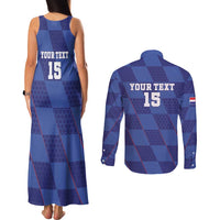 Custom Croatia Football Couples Matching Tank Maxi Dress and Long Sleeve Button Shirt Come On Vatreni - Wonder Print Shop