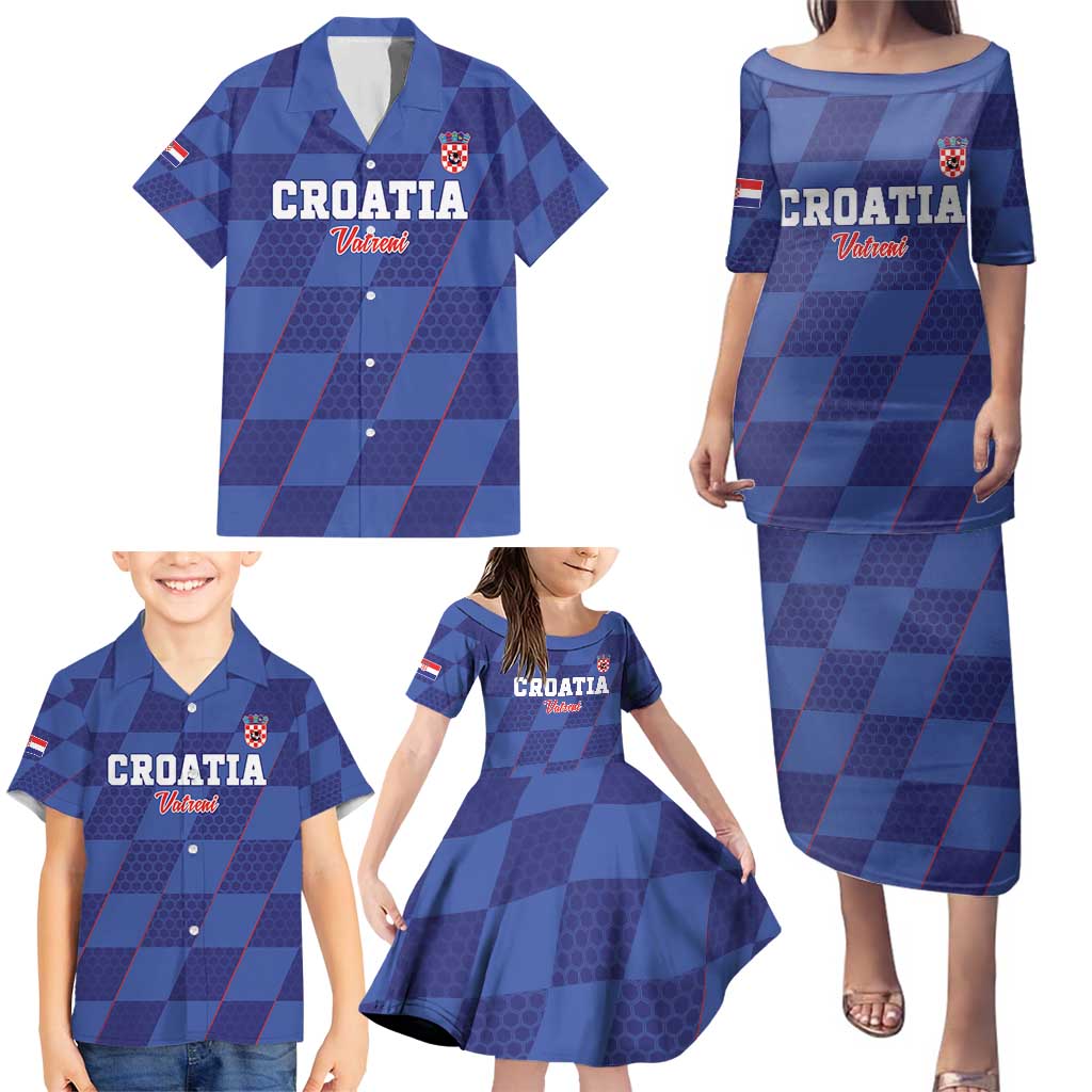 Custom Croatia Football Family Matching Puletasi and Hawaiian Shirt Come On Vatreni - Wonder Print Shop