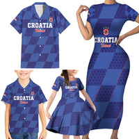Custom Croatia Football Family Matching Short Sleeve Bodycon Dress and Hawaiian Shirt Come On Vatreni - Wonder Print Shop