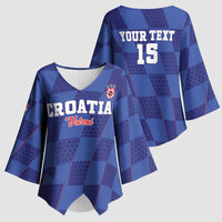 Custom Croatia Football Kimono Sleeve Blouse Come On Vatreni - Wonder Print Shop