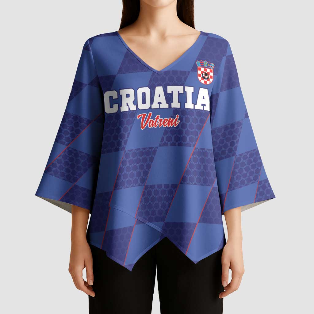 Custom Croatia Football Kimono Sleeve Blouse Come On Vatreni - Wonder Print Shop
