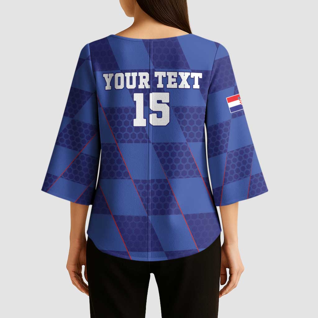 Custom Croatia Football Kimono Sleeve Blouse Come On Vatreni - Wonder Print Shop