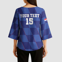 Custom Croatia Football Kimono Sleeve Blouse Come On Vatreni - Wonder Print Shop