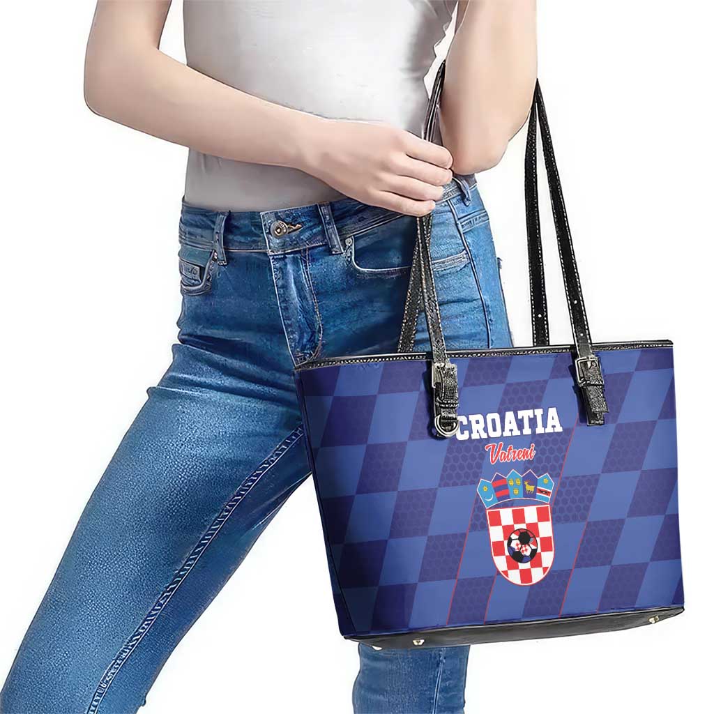 Croatia Football Leather Tote Bag Come On Vatreni - Wonder Print Shop