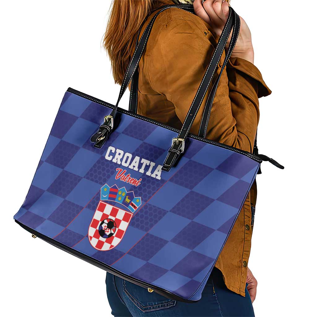 Croatia Football Leather Tote Bag Come On Vatreni - Wonder Print Shop