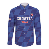 Custom Croatia Football Long Sleeve Button Shirt Come On Vatreni - Wonder Print Shop