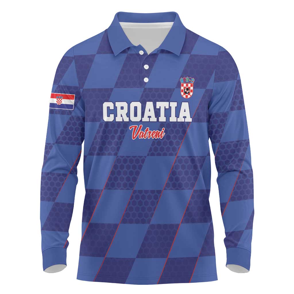 Custom Croatia Football Long Sleeve Polo Shirt Come On Vatreni - Wonder Print Shop