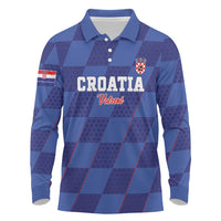 Custom Croatia Football Long Sleeve Polo Shirt Come On Vatreni - Wonder Print Shop
