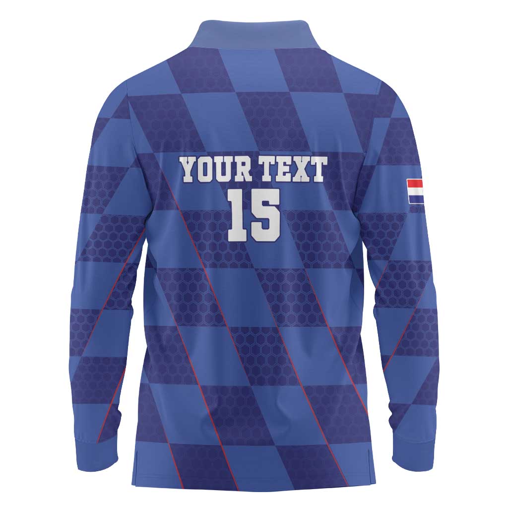 Custom Croatia Football Long Sleeve Polo Shirt Come On Vatreni - Wonder Print Shop