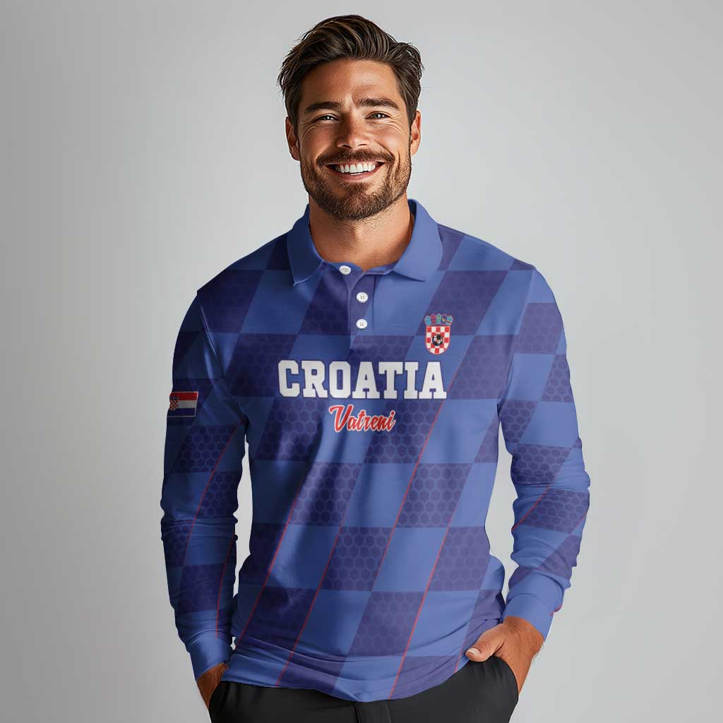 Custom Croatia Football Long Sleeve Polo Shirt Come On Vatreni - Wonder Print Shop