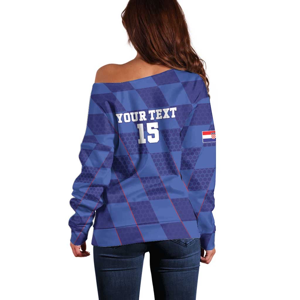 Custom Croatia Football Off Shoulder Sweater Come On Vatreni - Wonder Print Shop