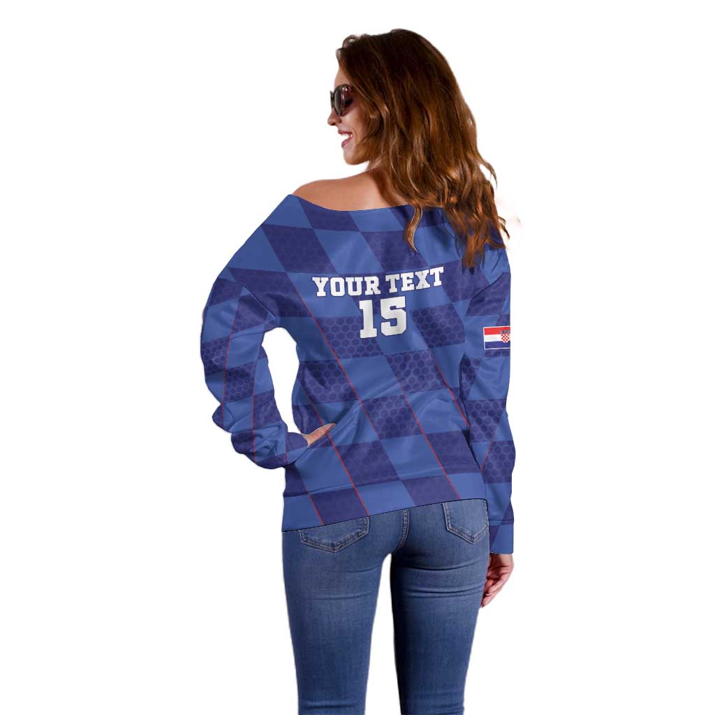Custom Croatia Football Off Shoulder Sweater Come On Vatreni - Wonder Print Shop