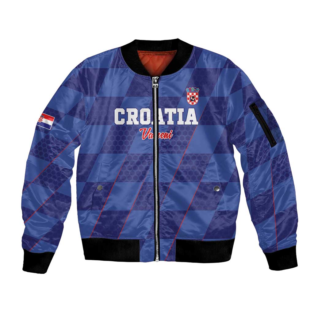 Custom Croatia Football Sleeve Zip Bomber Jacket Come On Vatreni - Wonder Print Shop