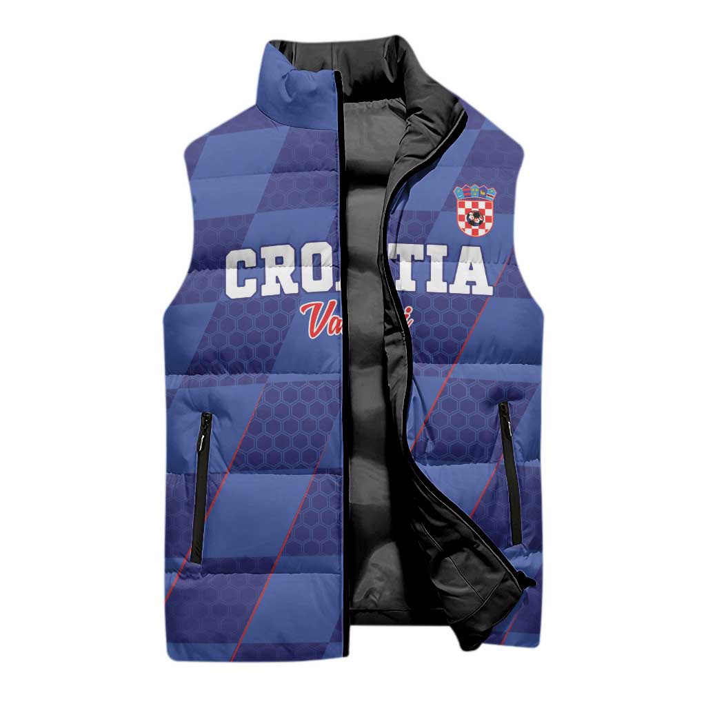 Custom Croatia Football Sleeveless Puffer Jacket Come On Vatreni - Wonder Print Shop