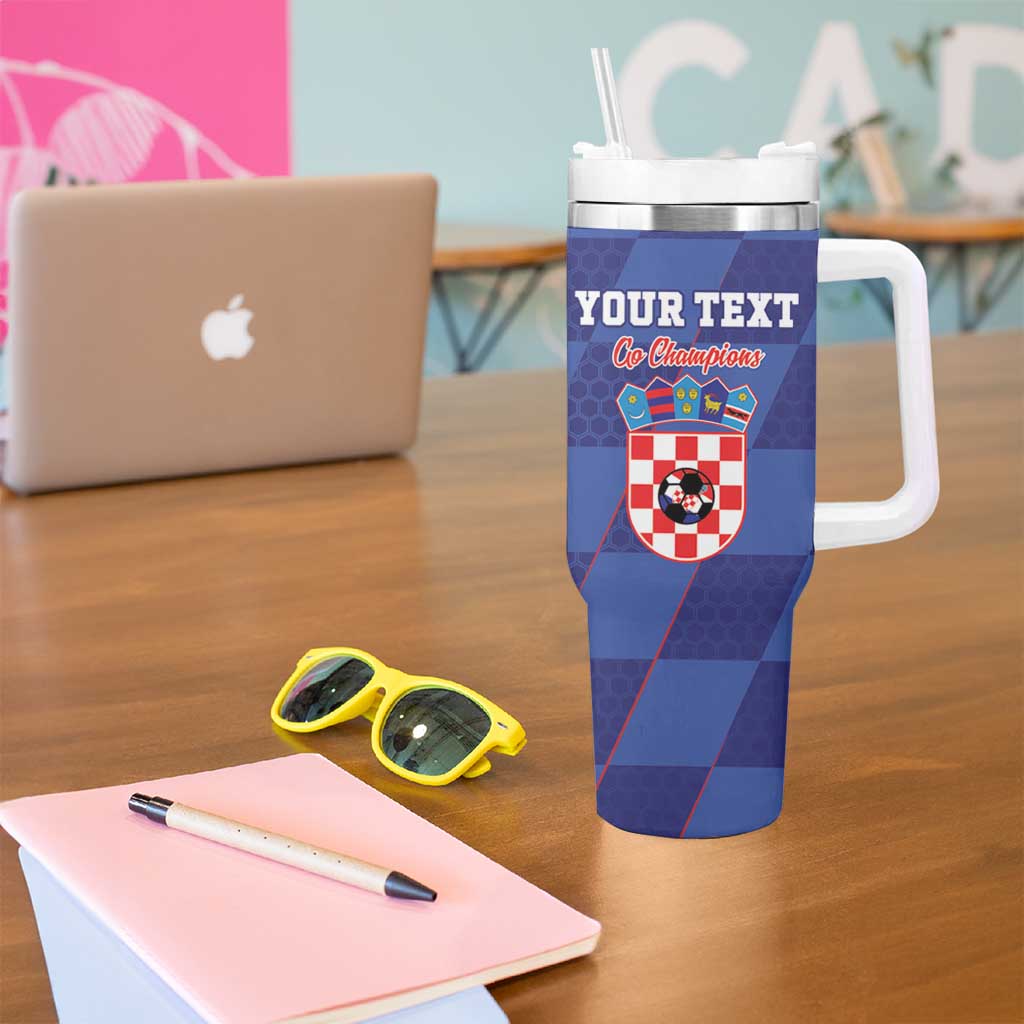 Custom Croatia Football Tumbler With Handle Come On Vatreni - Wonder Print Shop