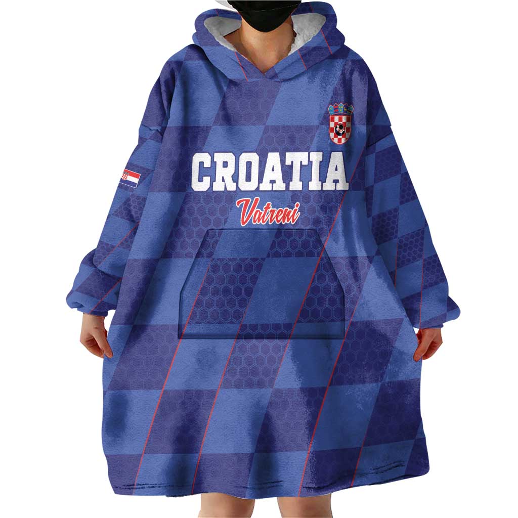 Custom Croatia Football Wearable Blanket Hoodie Come On Vatreni - Wonder Print Shop
