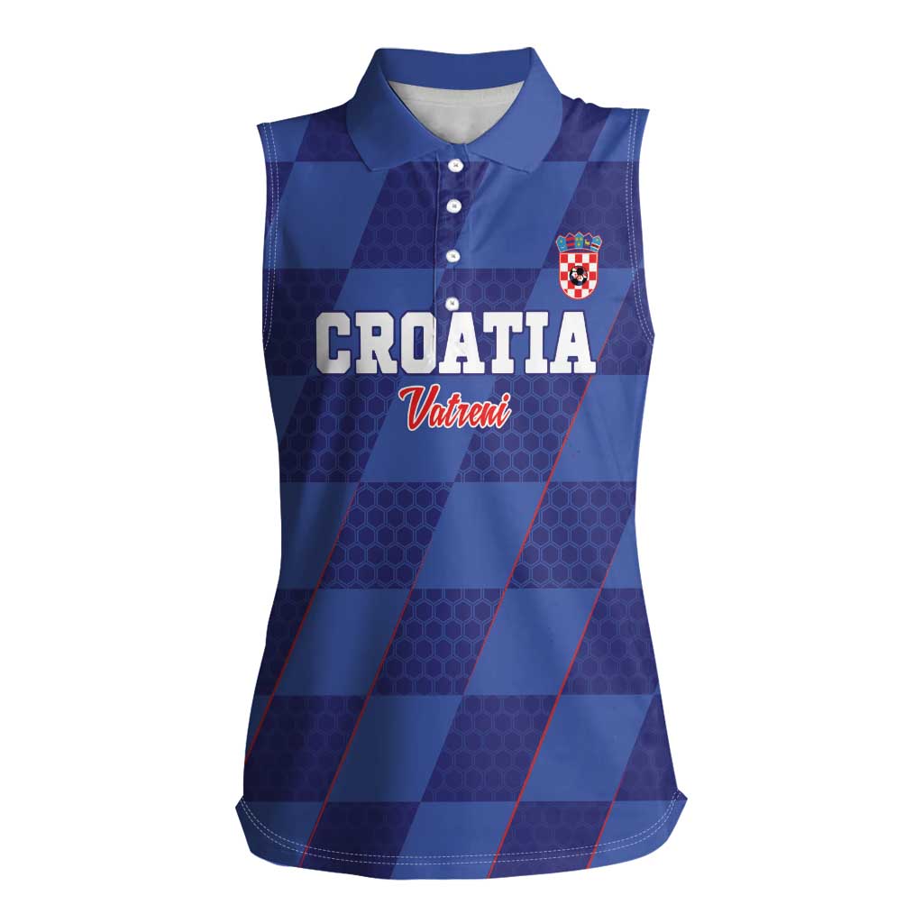 Custom Croatia Football Women Sleeveless Polo Shirt Come On Vatreni - Wonder Print Shop