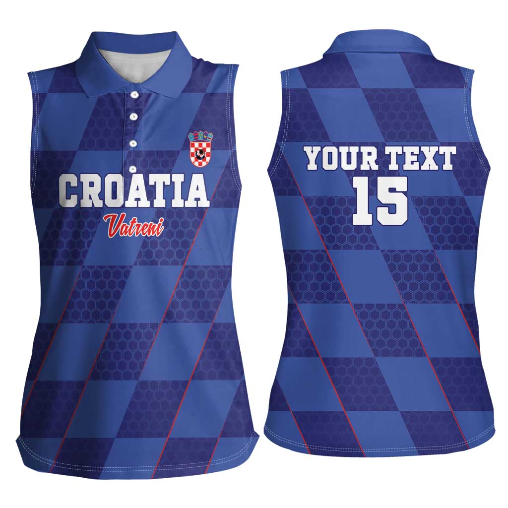 Custom Croatia Football Women Sleeveless Polo Shirt Come On Vatreni - Wonder Print Shop