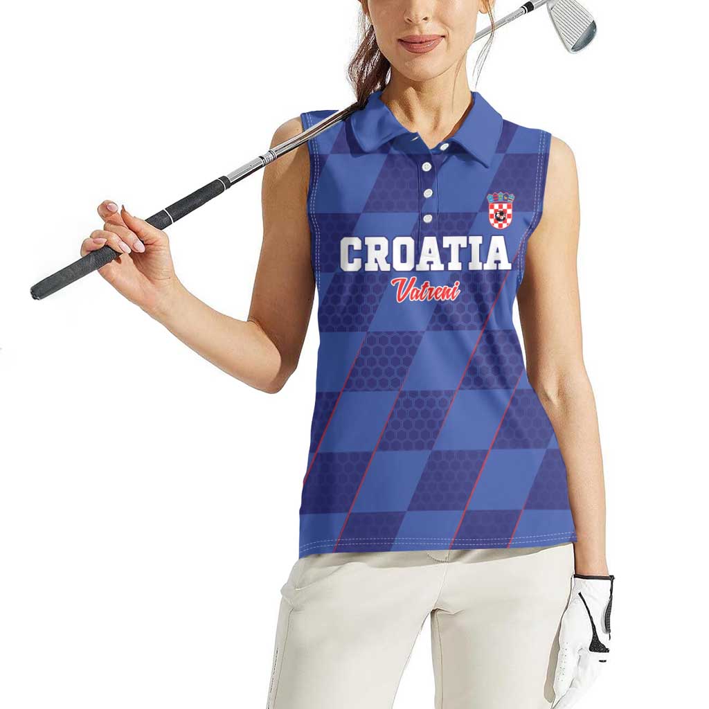 Custom Croatia Football Women Sleeveless Polo Shirt Come On Vatreni - Wonder Print Shop