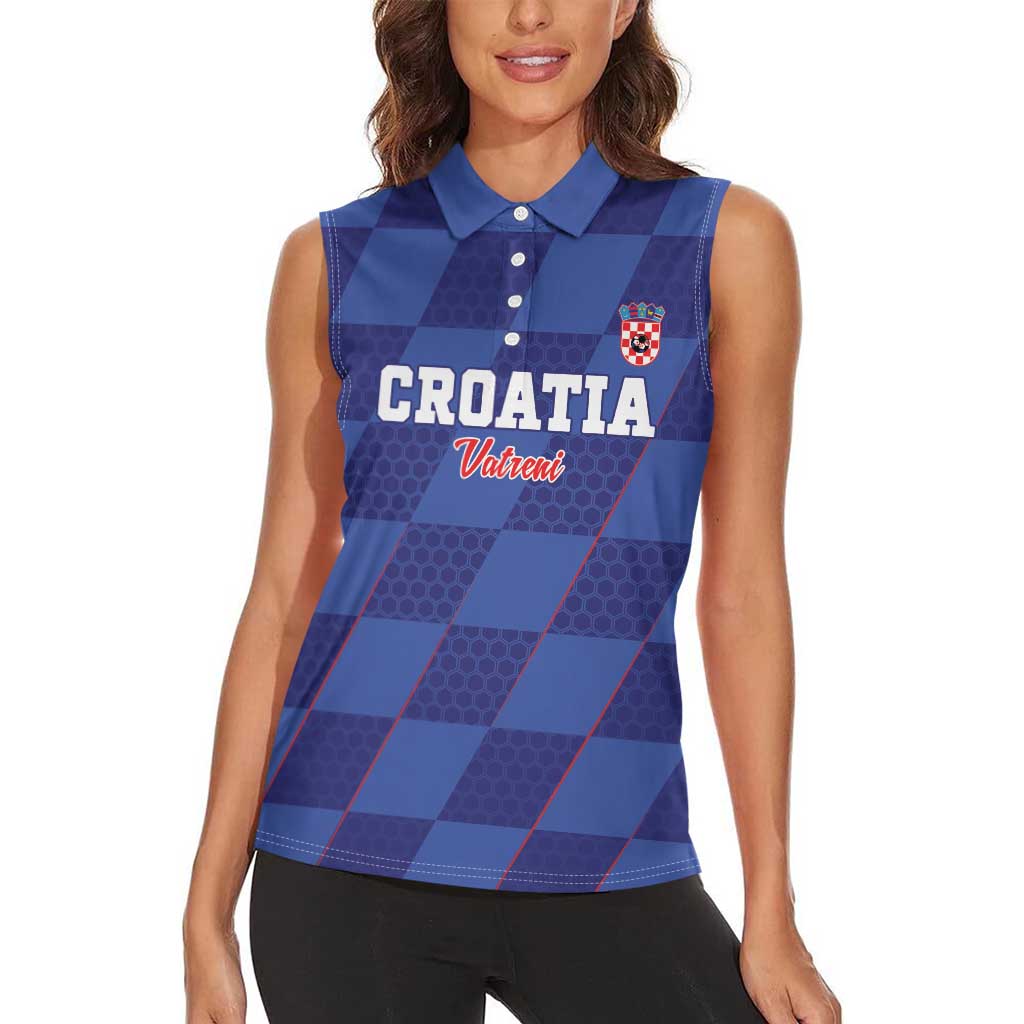 Custom Croatia Football Women Sleeveless Polo Shirt Come On Vatreni - Wonder Print Shop