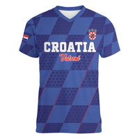 Custom Croatia Football Women V-Neck T-Shirt Come On Vatreni - Wonder Print Shop