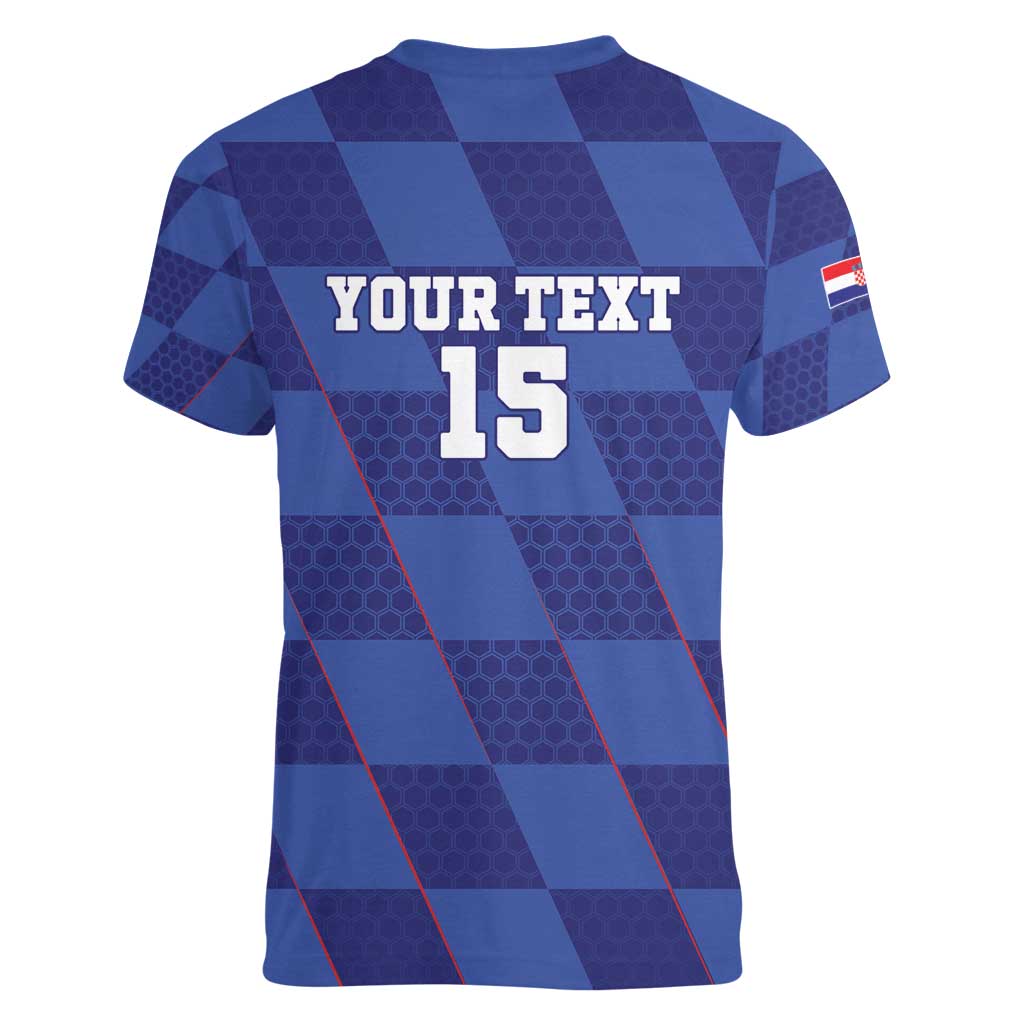 Custom Croatia Football Women V-Neck T-Shirt Come On Vatreni - Wonder Print Shop