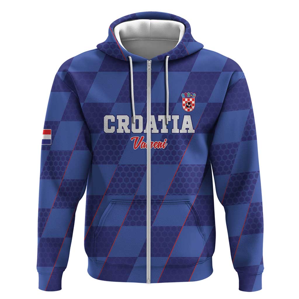Custom Croatia Football Zip Hoodie Come On Vatreni - Wonder Print Shop
