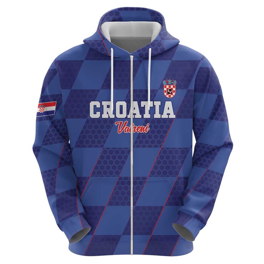 Custom Croatia Football Zip Hoodie Come On Vatreni - Wonder Print Shop
