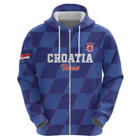 Custom Croatia Football Zip Hoodie Come On Vatreni - Wonder Print Shop