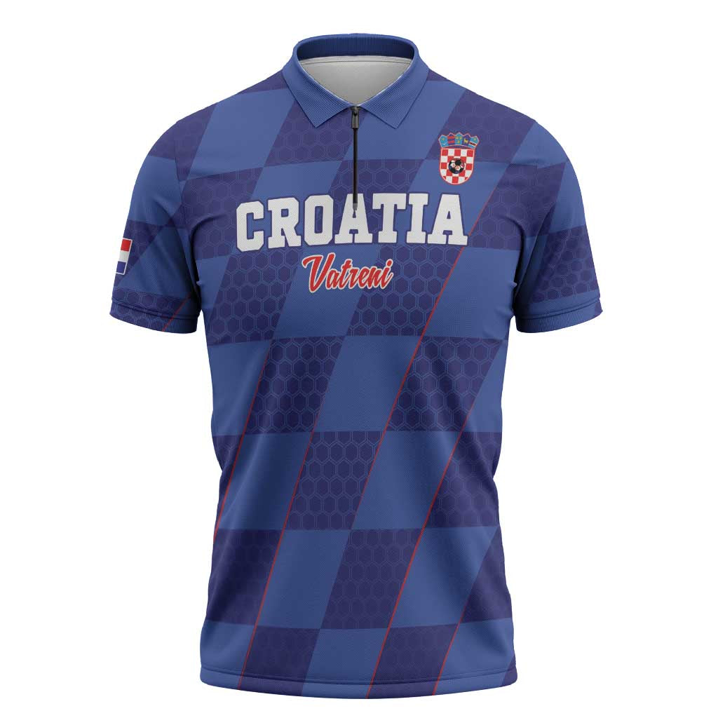 Custom Croatia Football Zipper Polo Shirt Come On Vatreni - Wonder Print Shop