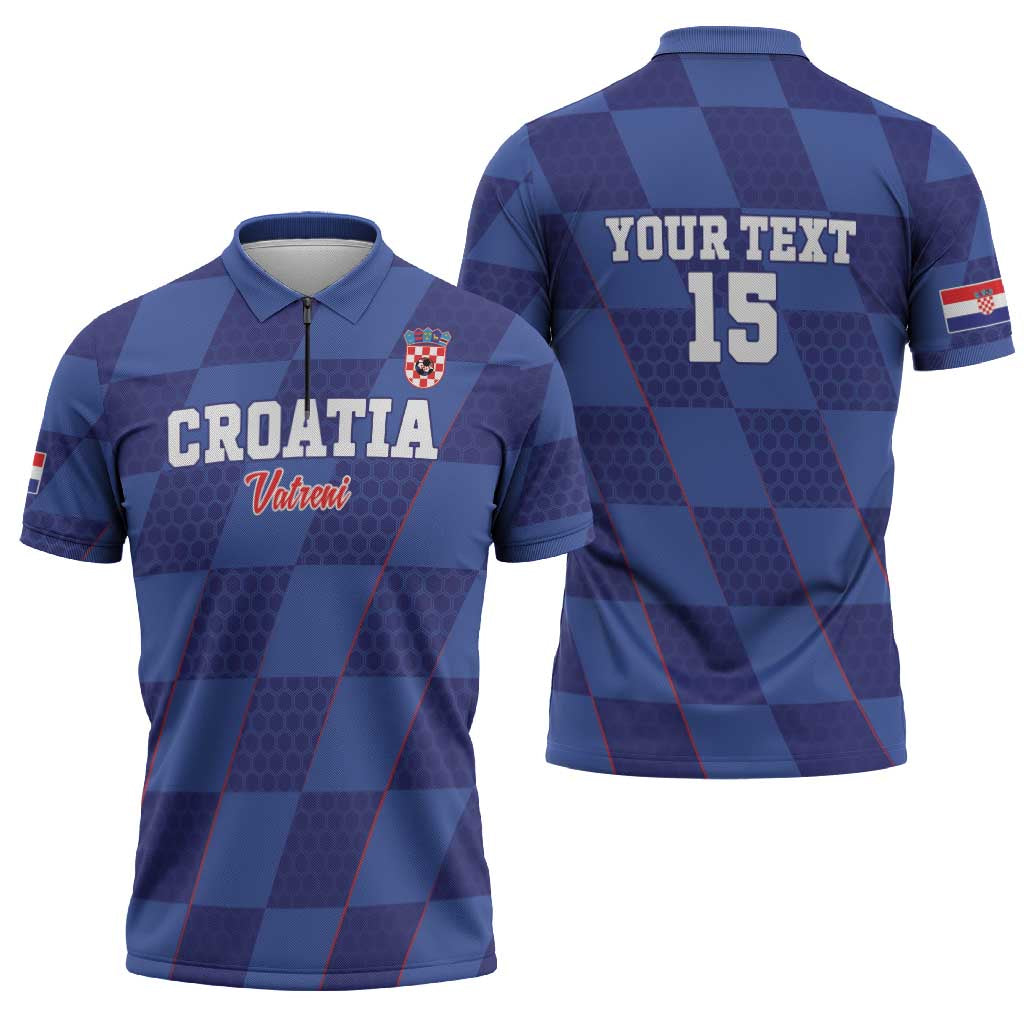 Custom Croatia Football Zipper Polo Shirt Come On Vatreni - Wonder Print Shop