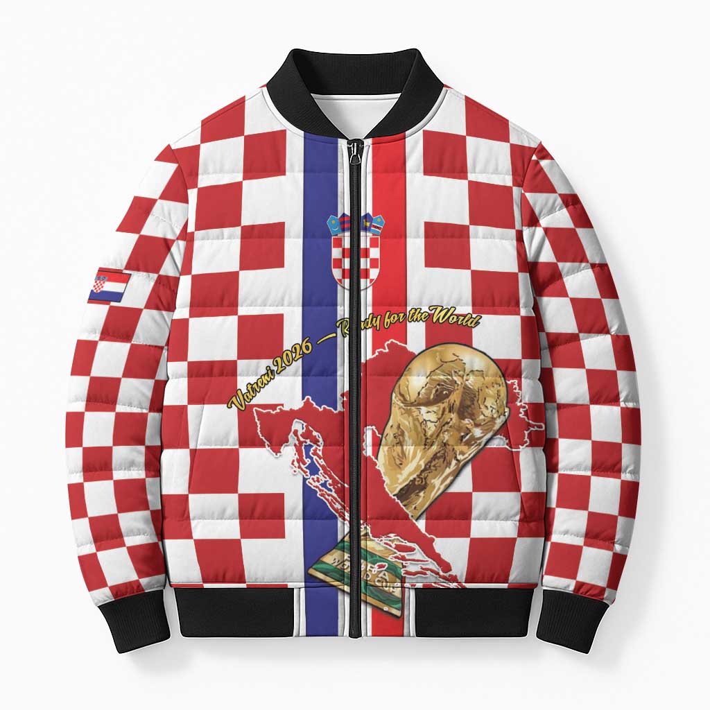 Custom Croatia Football Bomber Puffer Jacket Vatreni 2026 Ready For The World - Wonder Print Shop