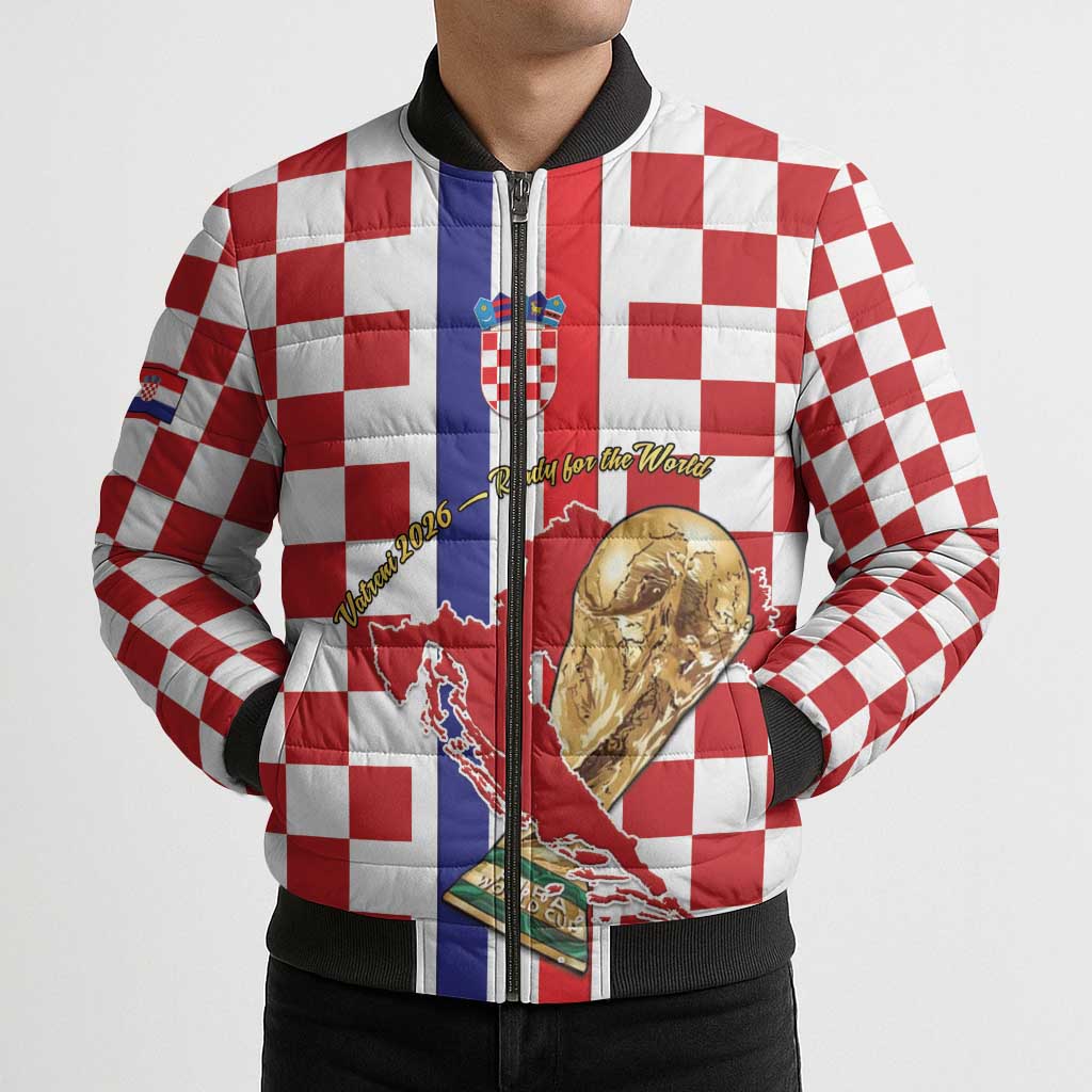 Custom Croatia Football Bomber Puffer Jacket Vatreni 2026 Ready For The World - Wonder Print Shop