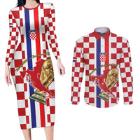 Custom Croatia Football Couples Matching Long Sleeve Bodycon Dress and Long Sleeve Button Shirt Vatreni 2026 Ready For The World - Wonder Print Shop