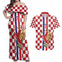 Custom Croatia Football Couples Matching Off Shoulder Maxi Dress and Hawaiian Shirt Vatreni 2026 Ready For The World - Wonder Print Shop