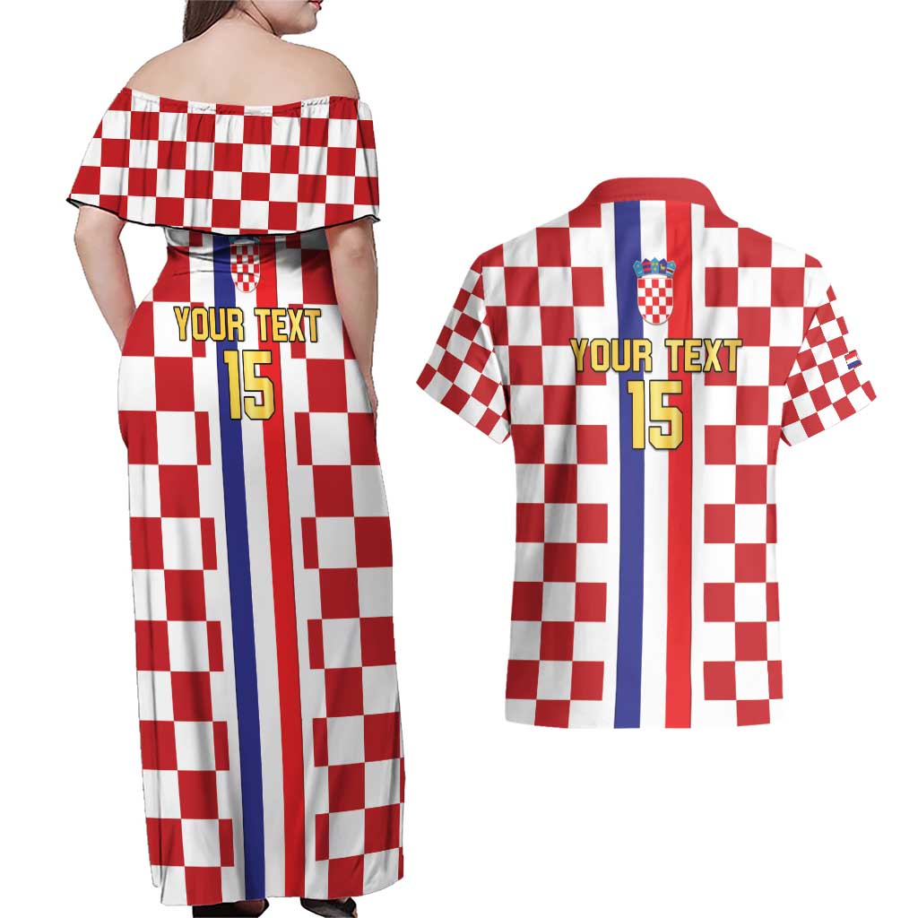 Custom Croatia Football Couples Matching Off Shoulder Maxi Dress and Hawaiian Shirt Vatreni 2026 Ready For The World - Wonder Print Shop
