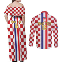 Custom Croatia Football Couples Matching Off Shoulder Maxi Dress and Long Sleeve Button Shirt Vatreni 2026 Ready For The World - Wonder Print Shop