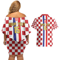 Custom Croatia Football Couples Matching Off Shoulder Short Dress and Hawaiian Shirt Vatreni 2026 Ready For The World - Wonder Print Shop