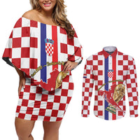 Custom Croatia Football Couples Matching Off Shoulder Short Dress and Long Sleeve Button Shirt Vatreni 2026 Ready For The World - Wonder Print Shop