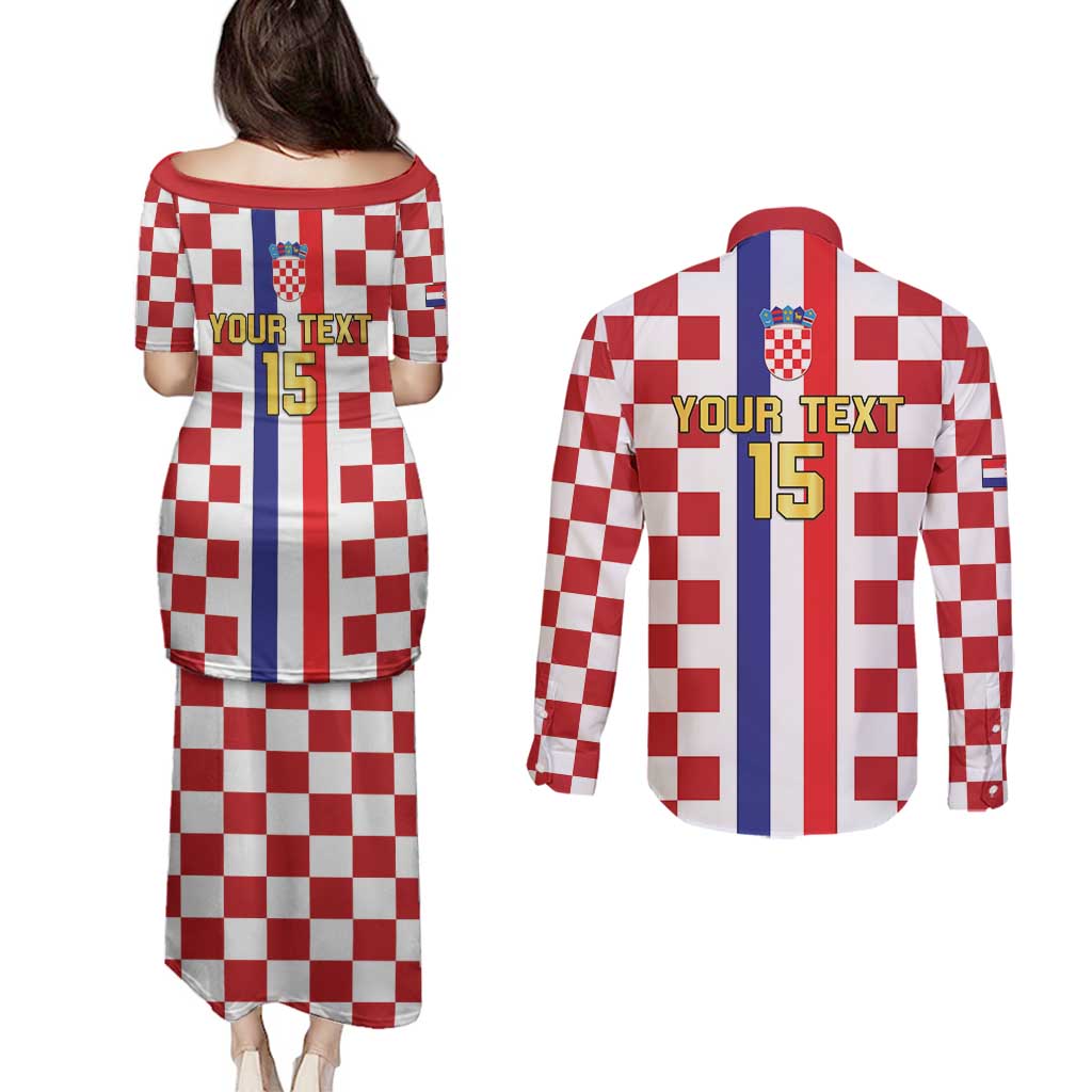 Custom Croatia Football Couples Matching Puletasi and Long Sleeve Button Shirt Vatreni 2026 Ready For The World - Wonder Print Shop