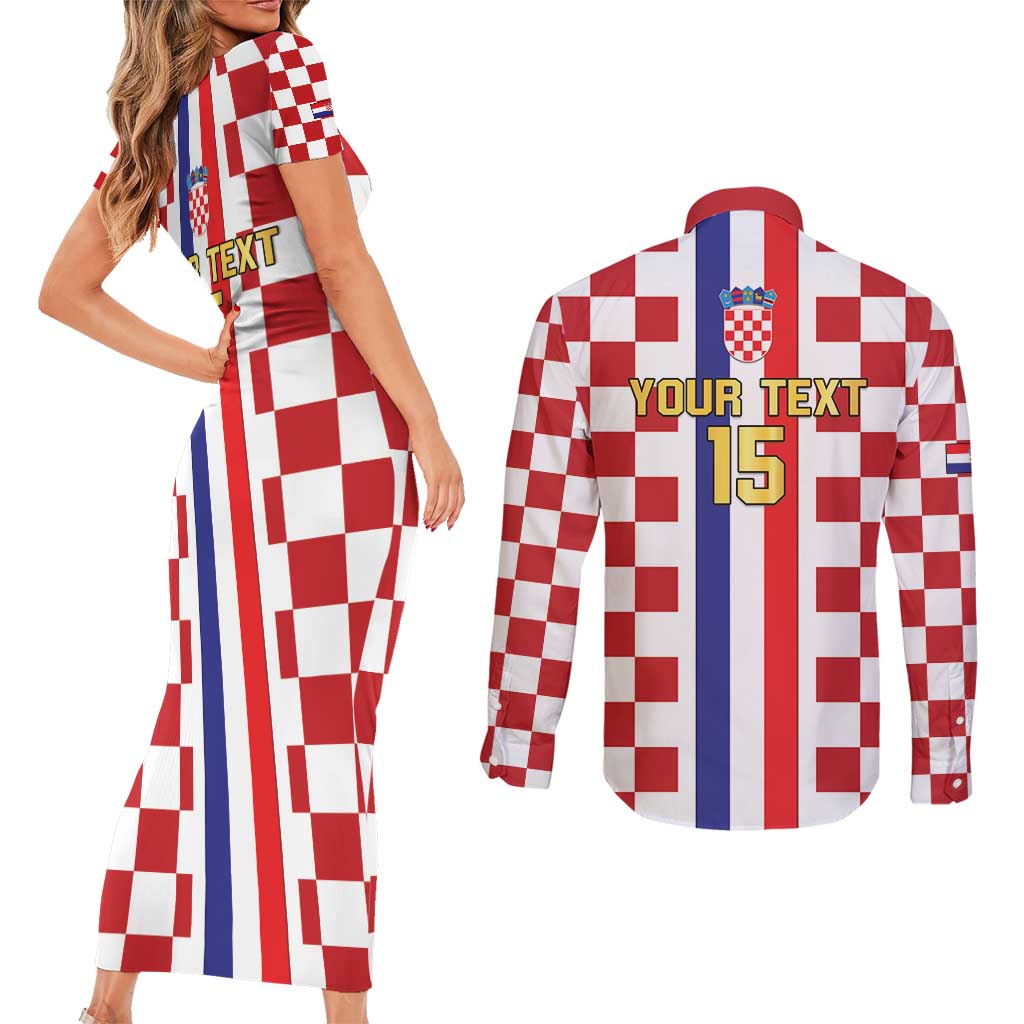 Custom Croatia Football Couples Matching Short Sleeve Bodycon Dress and Long Sleeve Button Shirt Vatreni 2026 Ready For The World - Wonder Print Shop
