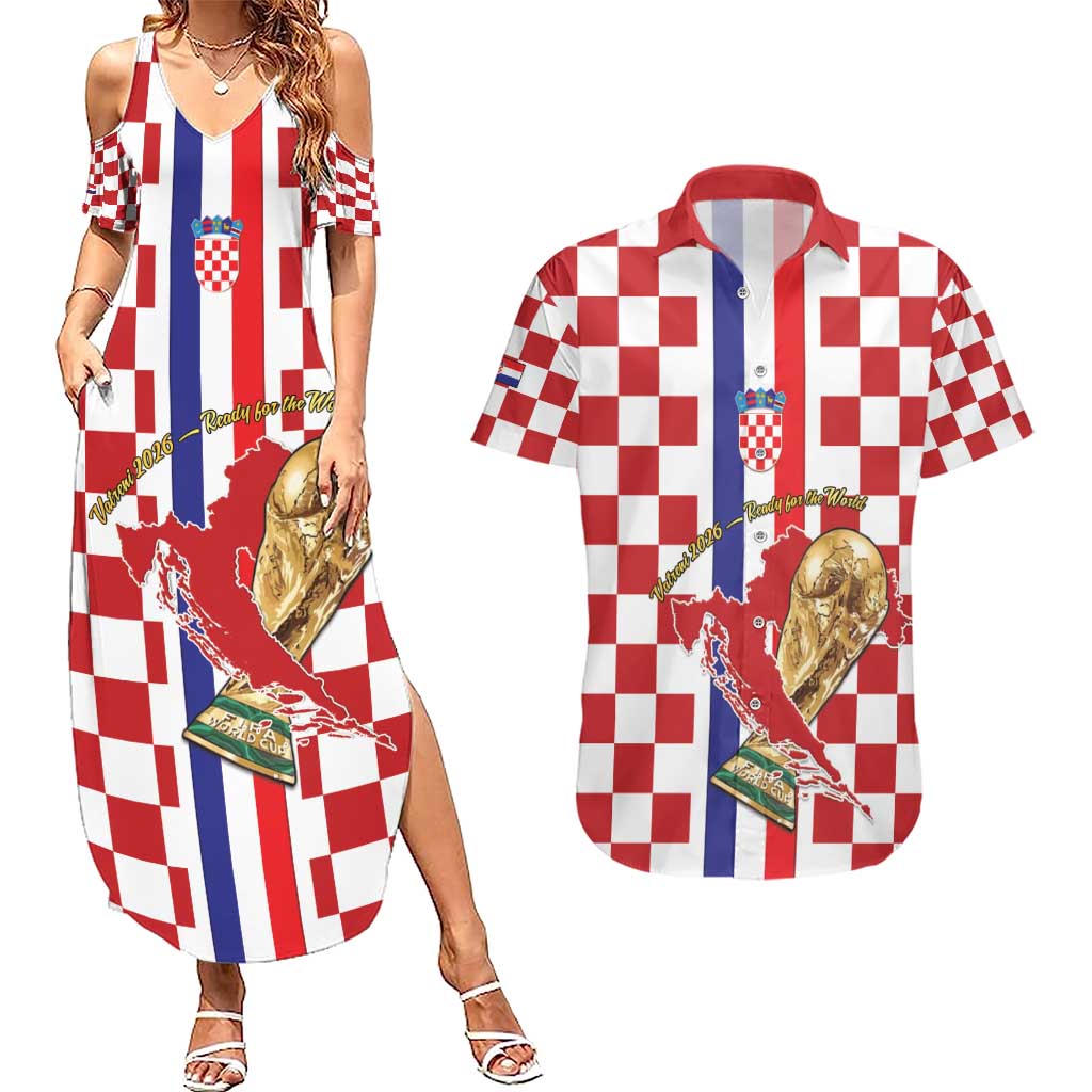 Custom Croatia Football Couples Matching Summer Maxi Dress and Hawaiian Shirt Vatreni 2026 Ready For The World - Wonder Print Shop