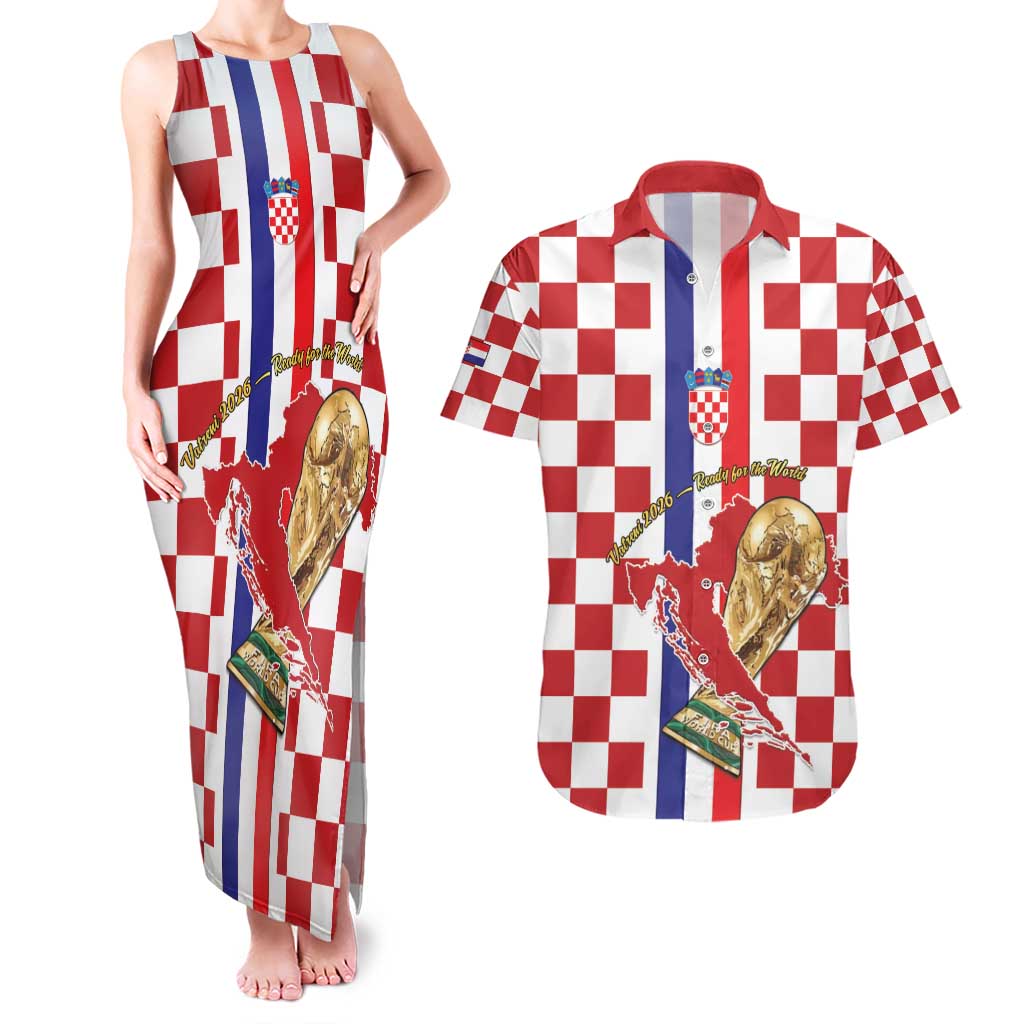 Custom Croatia Football Couples Matching Tank Maxi Dress and Hawaiian Shirt Vatreni 2026 Ready For The World - Wonder Print Shop