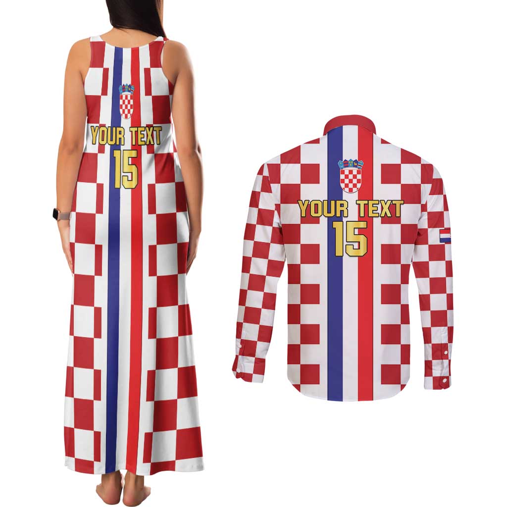 Custom Croatia Football Couples Matching Tank Maxi Dress and Long Sleeve Button Shirt Vatreni 2026 Ready For The World - Wonder Print Shop