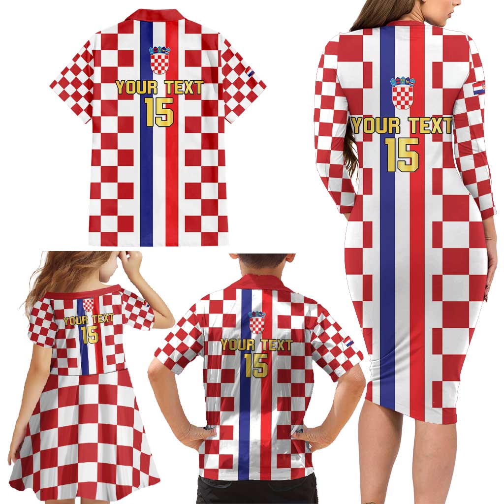 Custom Croatia Football Family Matching Long Sleeve Bodycon Dress and Hawaiian Shirt Vatreni 2026 Ready For The World - Wonder Print Shop